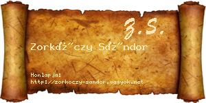Zorkóczy Sándor névjegykártya